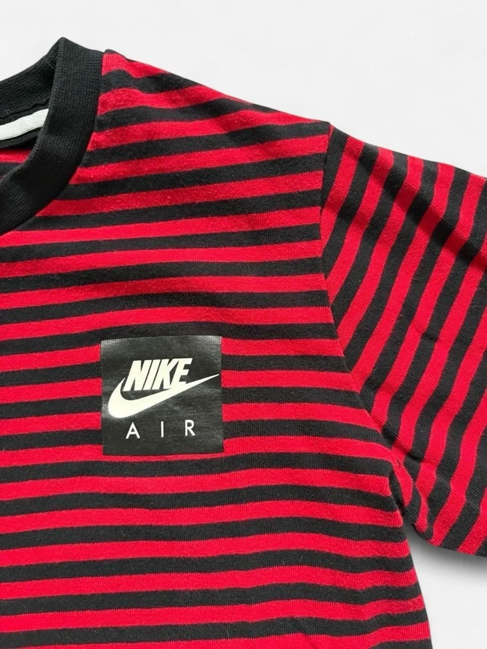 Nike Red & Black Striped Short Sleeve Tee